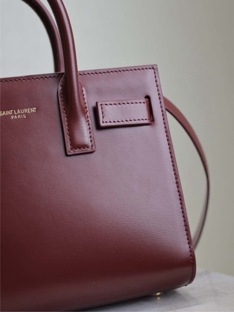 Saint Laurent Sac De Jour Nano Tote Bag Burgundy Calfskin