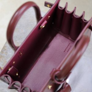 Saint Laurent Sac De Jour Nano Tote Bag Burgundy Calfskin