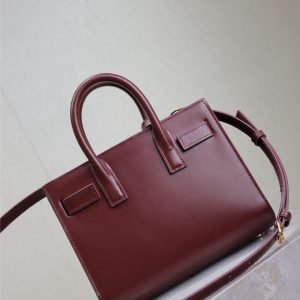 Saint Laurent Sac De Jour Nano Tote Bag Burgundy Calfskin