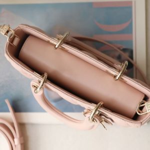Dior 2025 Lady D-Joy 22cm Bag Powder Pink Lambskin