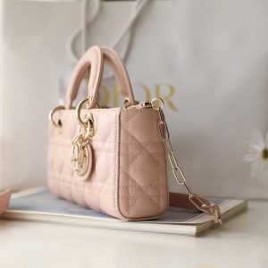 Dior 2025 Lady D-Joy 22cm Bag Powder Pink Lambskin