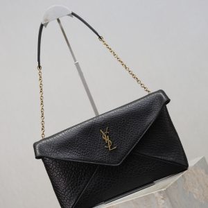 YSL 2025 Cassandre XXLn Envelope Pouch On Chain Black Lambskin