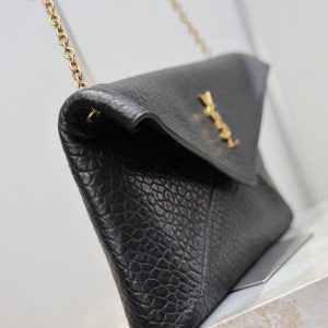 YSL 2025 Cassandre XXLn Envelope Pouch On Chain Black Lambskin