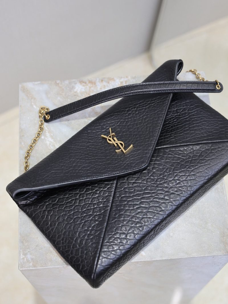 YSL 2025 Cassandre XXLn Envelope Pouch On Chain Black Lambskin