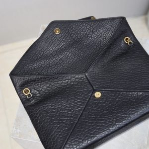YSL 2025 Cassandre XXLn Envelope Pouch On Chain Black Lambskin