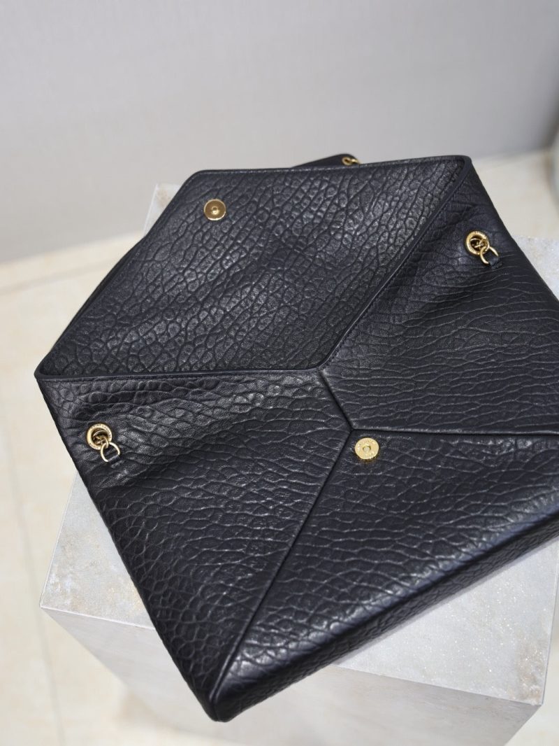 YSL 2025 Cassandre XXLn Envelope Pouch On Chain Black Lambskin