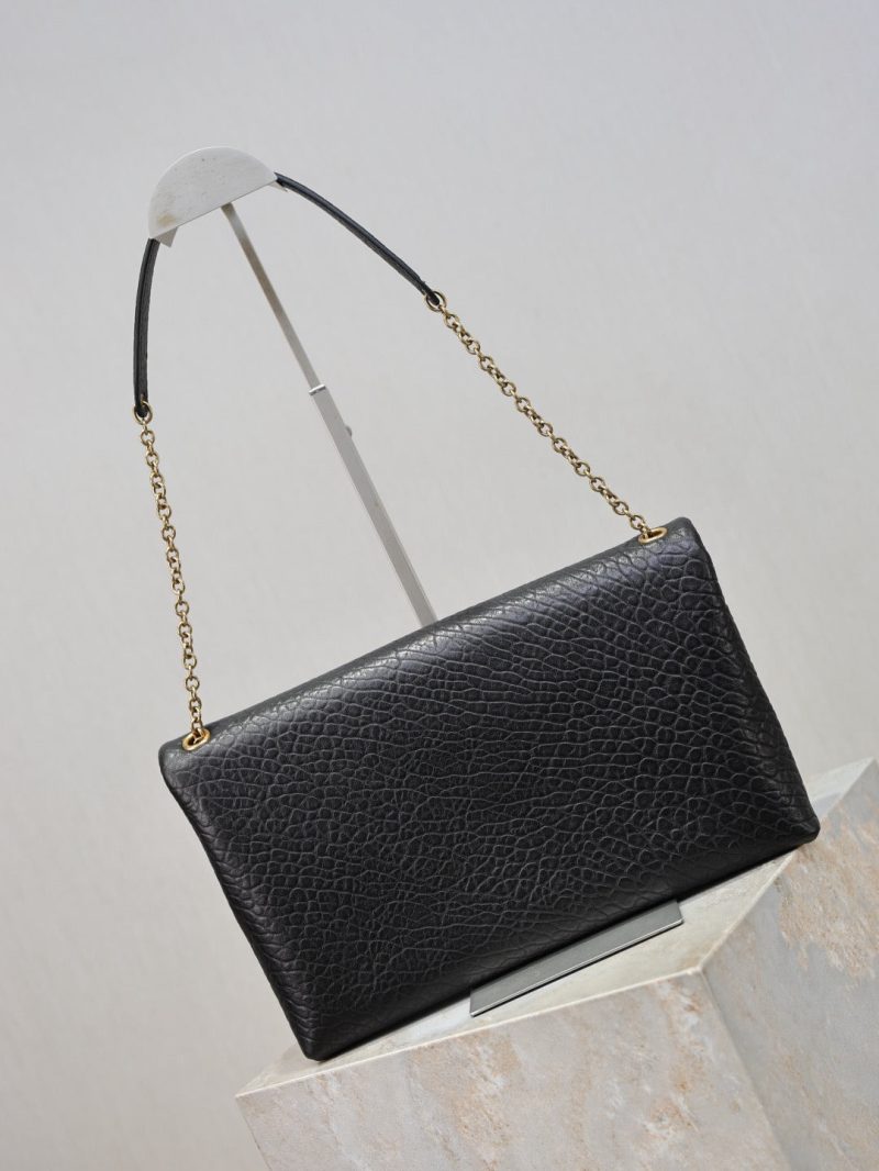 YSL 2025 Cassandre XXLn Envelope Pouch On Chain Black Lambskin