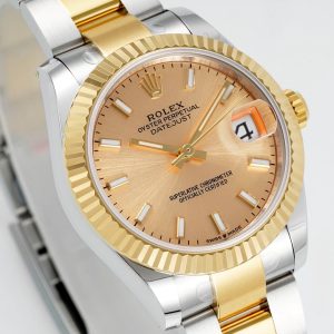 Rolex Datejust 31mm Two-Tone Yellow Gold Fluted Bezel Champagne Dial
