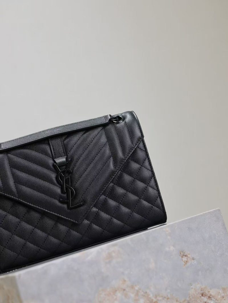 YSL Envelope Chain Large Bag 24cm Black Cowhide