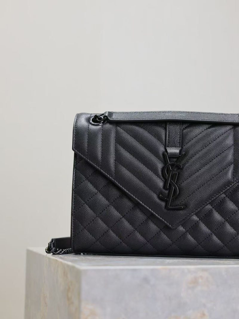 YSL Envelope Chain Large Bag 24cm Black Cowhide