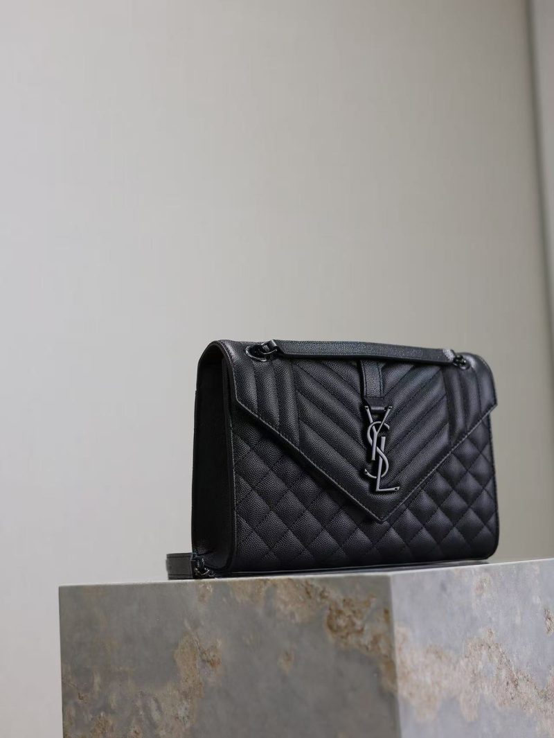 YSL Envelope Chain Large Bag 24cm Black Cowhide