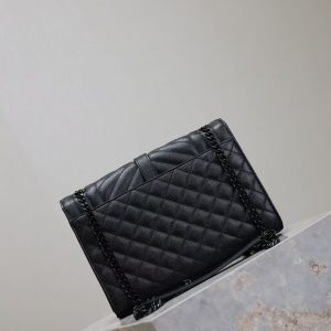 YSL Envelope Chain Large Bag 24cm Black Cowhide
