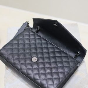 YSL Envelope Chain Large Bag 24cm Black Cowhide