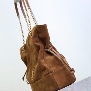YSL Large 35cm Caramel Suede Bucket Bag