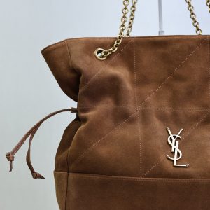 YSL Large 35cm Caramel Suede Bucket Bag