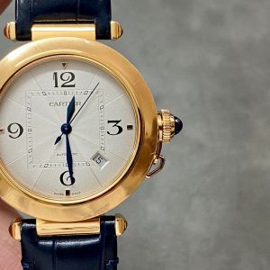 Image_20260205000324_756_9 Pasha 41 mm mechanical gold white dial dark navy blue leather