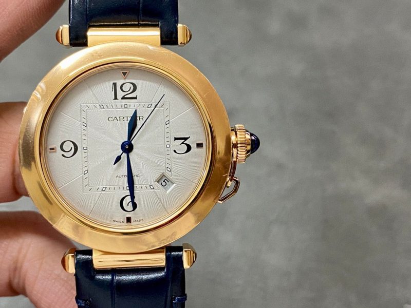 Image_20260205000324_756_9 Pasha 41 mm mechanical gold white dial dark navy blue leather