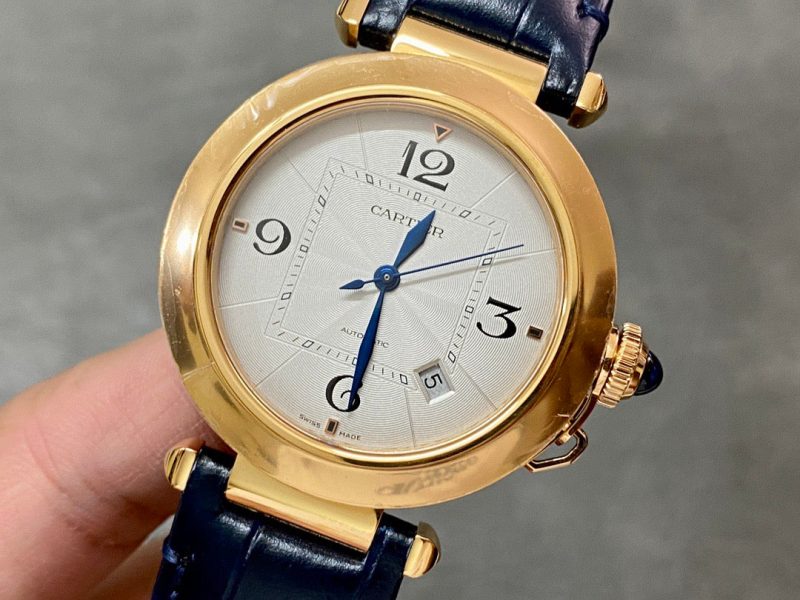 Image_20260205000327_758_9 Pasha 41 mm mechanical gold white dial dark navy blue leather