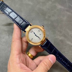 Image_20260205000328_759_9 Pasha 41 mm mechanical gold white dial dark navy blue leather