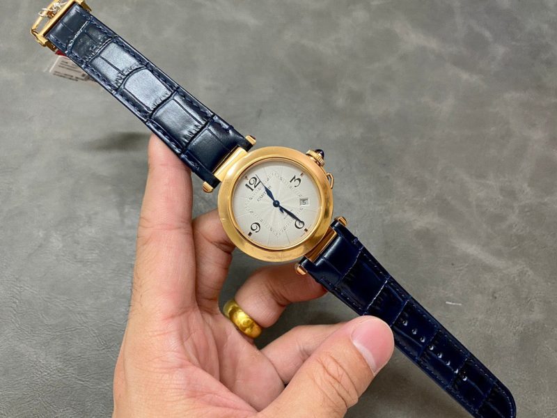 Image_20260205000328_759_9 Pasha 41 mm mechanical gold white dial dark navy blue leather