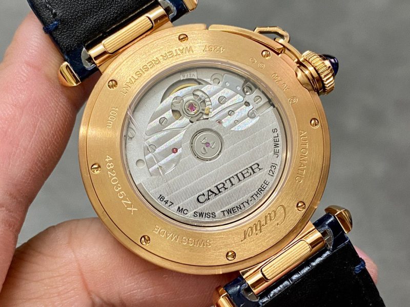 Image_20260205000332_762_9 Pasha 41 mm mechanical gold white dial dark navy blue leather