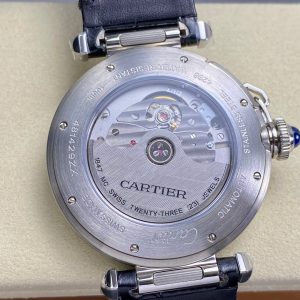 Pasha 41 mm mechanical silver white dial black leather