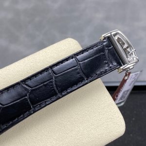 Pasha 41 mm mechanical silver white dial black leather