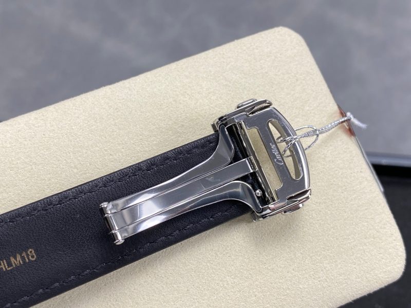 Pasha 41 mm mechanical silver white dial black leather