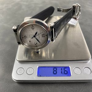 Pasha 41 mm mechanical silver white dial black leather