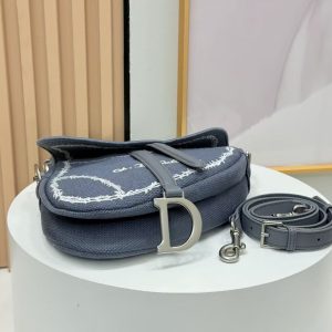 CD Saddle Bag Strap With Strap 24cm Blue Cotton