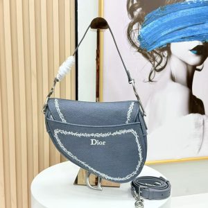CD Saddle Bag Strap With Strap 24cm Blue Cotton