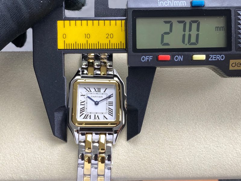 PANTHERE DE CARTIE 27MM QUARTZ GOLD STEEL WHITE DIAL BEST VERSION