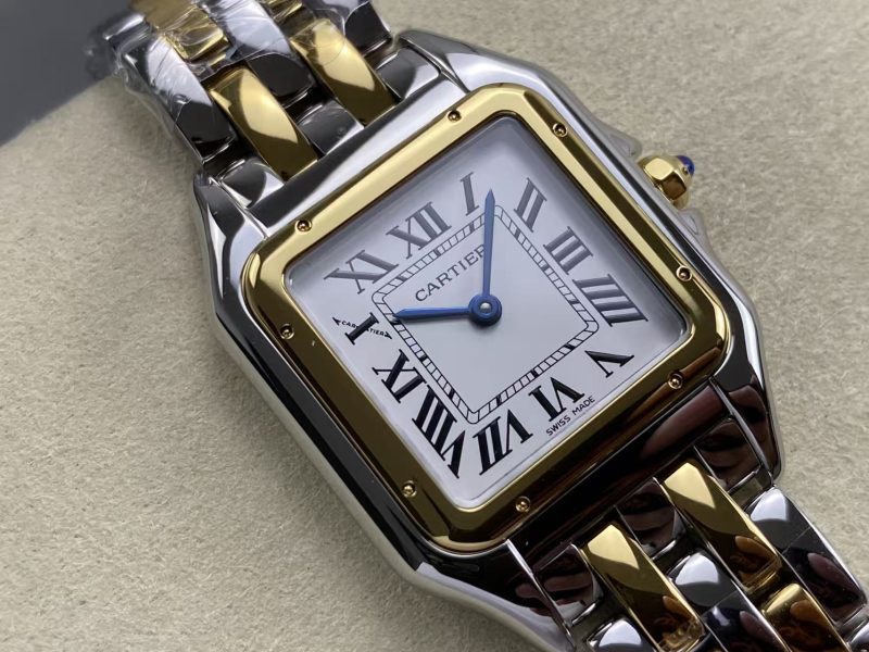 PANTHERE DE CARTIE 27MM QUARTZ GOLD STEEL WHITE DIAL BEST VERSION