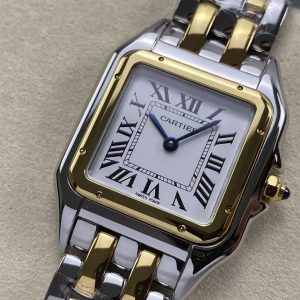 PANTHERE DE CARTIE 27MM QUARTZ GOLD STEEL WHITE DIAL BEST VERSION