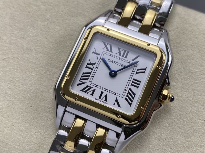 PANTHERE DE CARTIE 27MM QUARTZ GOLD STEEL WHITE DIAL BEST VERSION