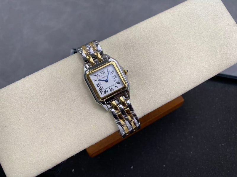 PANTHERE DE CARTIE 27MM QUARTZ GOLD STEEL WHITE DIAL BEST VERSION
