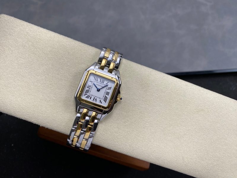 PANTHERE DE CARTIE 27MM QUARTZ GOLD STEEL WHITE DIAL BEST VERSION