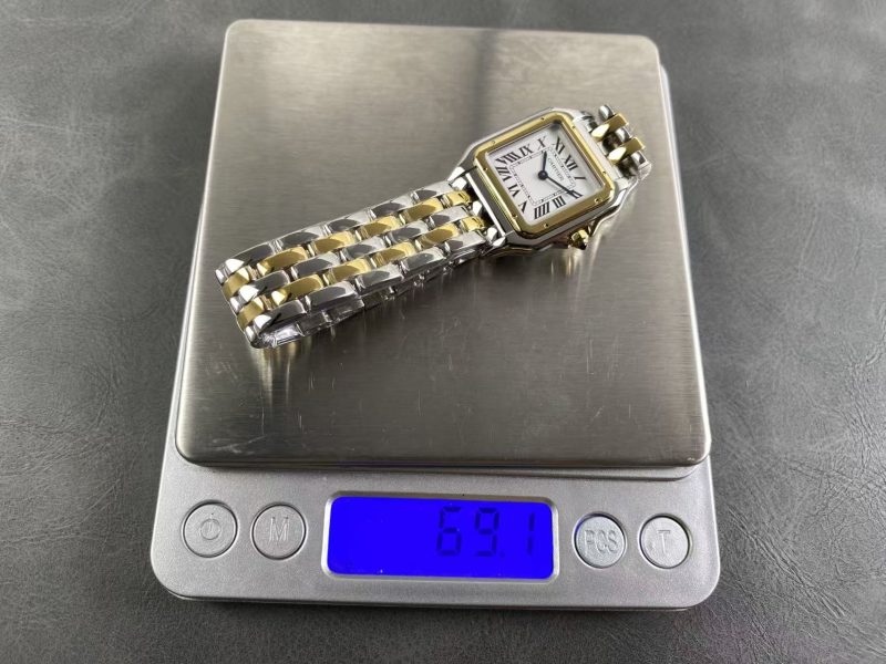 PANTHERE DE CARTIE 27MM QUARTZ GOLD STEEL WHITE DIAL BEST VERSION