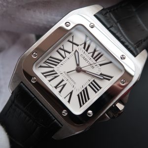 SANTOS 100 39MM STEEL CASE WHITE DIAL