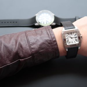 SANTOS 100 39MM STEEL CASE WHITE DIAL