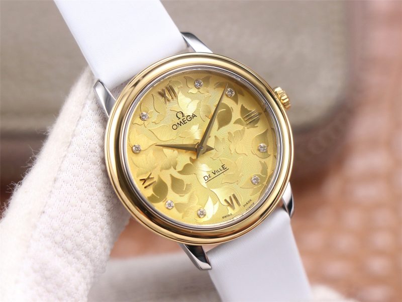 DE VILLE PRESTIGE 32 GOLD CASE YELLOW DIAL