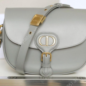 MEDIUM CD BOBBY 22CM DARK GREY CALFSKIN GOLD HARDWARE