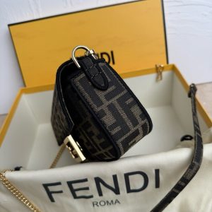 Fendii Baguette Mini FF Bag Brown Jacquard Fabric