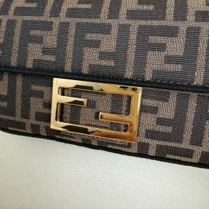 Fendii Baguette Mini FF Bag Brown Jacquard Fabric