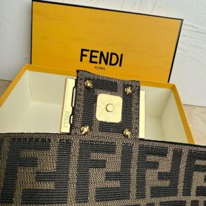 Fendii Baguette Mini FF Bag Brown Jacquard Fabric