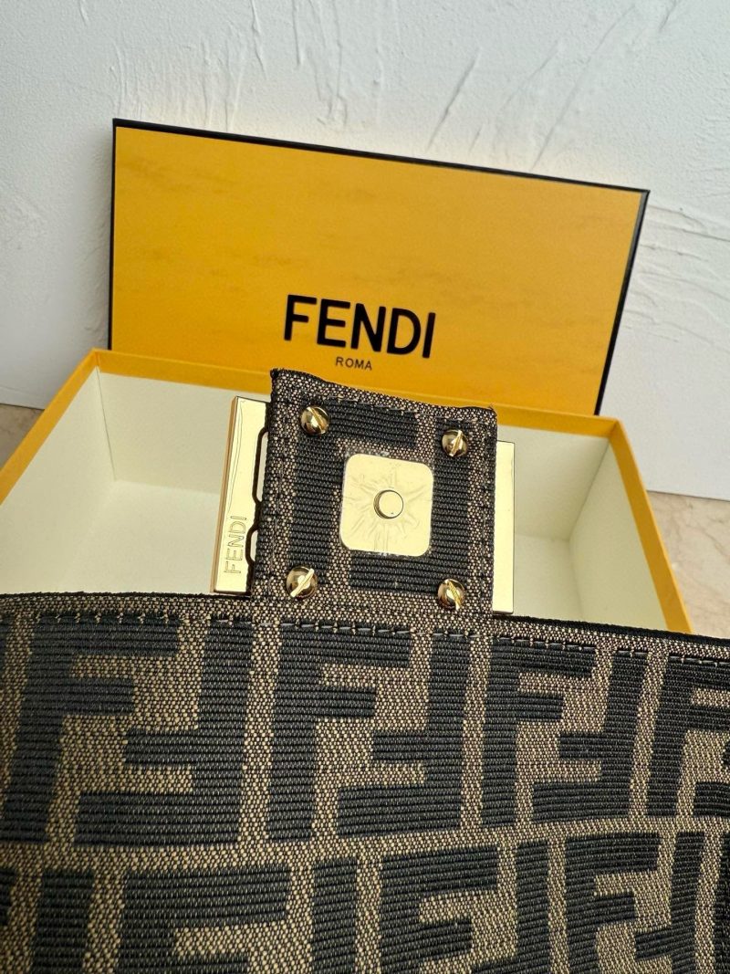Fendii Baguette Mini FF Bag Brown Jacquard Fabric