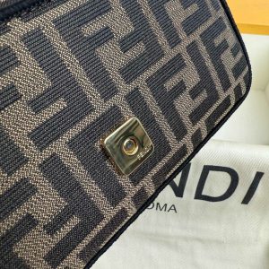 Fendii Baguette Mini FF Bag Brown Jacquard Fabric