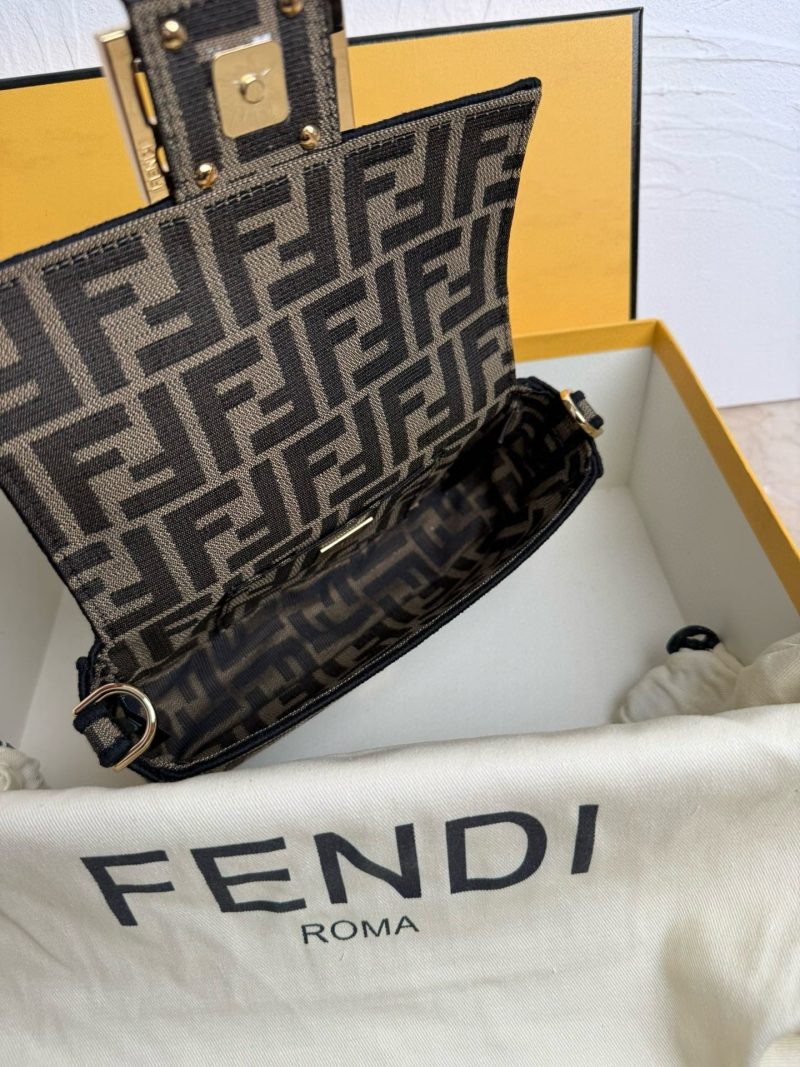 Fendii Baguette Mini FF Bag Brown Jacquard Fabric