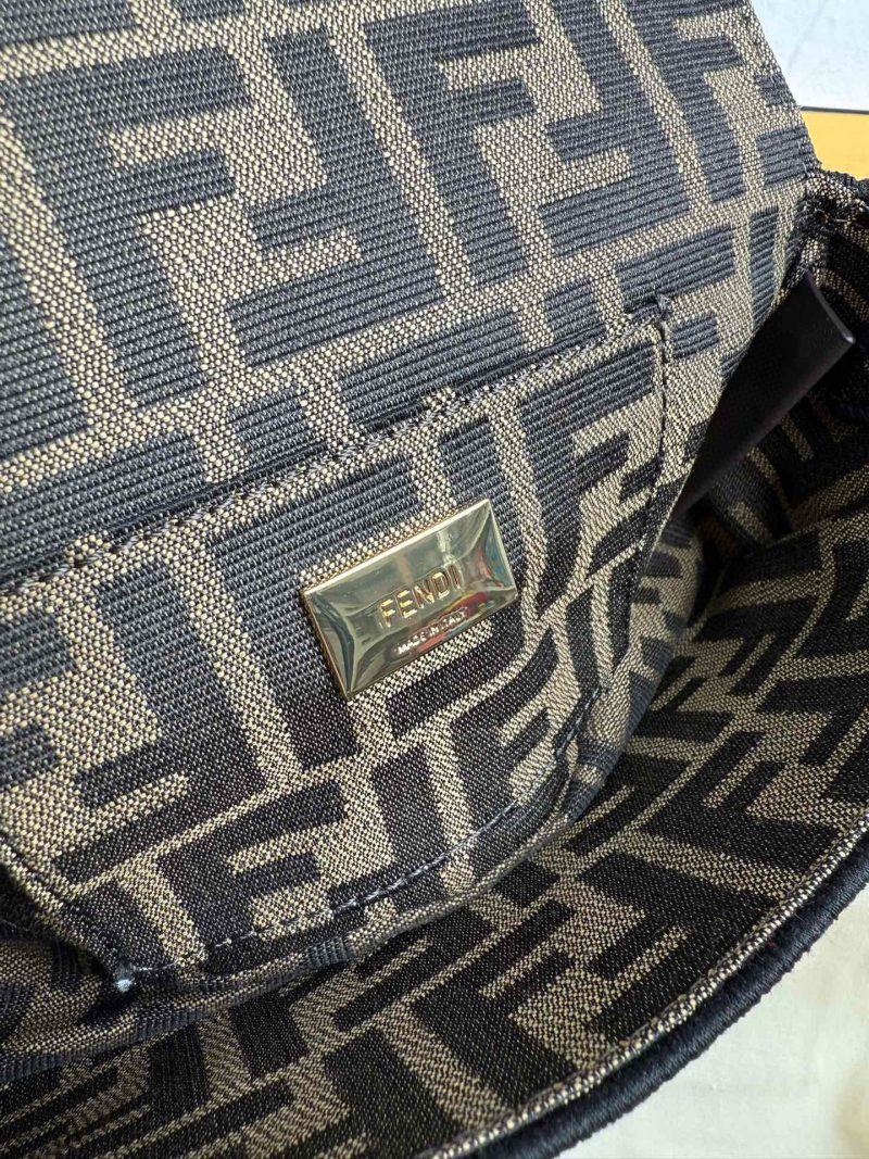 Fendii Baguette Mini FF Bag Brown Jacquard Fabric