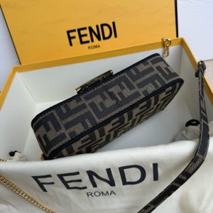 Fendii Baguette Mini FF Bag Brown Jacquard Fabric